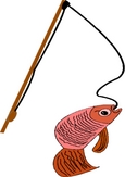 Illustration d'un saumon qui a mordu à l'hameçon.