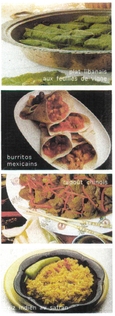 plat libanais aux feuilles de vigne; burritos mexicains; ragoût chinois; riz indien au safran