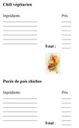 Le coût de nos recettes végétariennes (1 de 2).