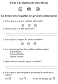 Fiche d'évaluation du thème (1 de 2).