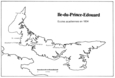 Carte géographique de l'Ile-du-Prince-Édouard situant les écoles acadiennes en 1834.