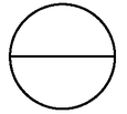 Cercle traversé d'une barre horizontale au milieu