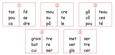 Assembler les syllabes de gauche aux syllabes de droite afin de former des mots. Assembler les syllabes de gauche aux syllabes de droite afin de former des mots.