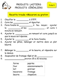 Fiche 5- Recette trouée «Macaroni au gratin» Fiche 5- Recette trouée «Macaroni au gratin»
