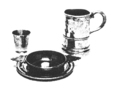 Couverts (verre, tasse, assiettes) utilisés à l'époque de la Nouvelle-France