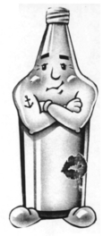 Illustration d'un personnage en format de bouteille.