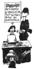 Une animatrice de télévision menacée par un soldat : "Bonsoir mesdames et messierus, tout va très bien au Guatemala"