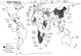 Carte du monde "Les conflits armés dans le monde en 1986"