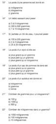 Quiz - Mesure de masse-«poids» (3 de 4).