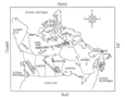 Carte des provinces du Canada et des Océans qui l'entourent.