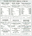 Programmes des théâtres montréalais d'octobre 1909