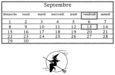 Calendrier du mois de septembre