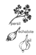 Persil, échalote et ail.