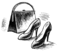 Une paire de souliers à talons hauts et un sac à main.