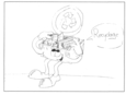 Personnage en bac de recyclage.