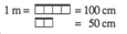 Quatre carrés équivalant à un mètre et deux carrés équivalant à cinquante centimètres