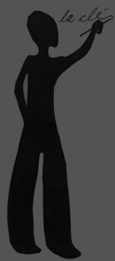 Personnage qui écrit: la clé.
