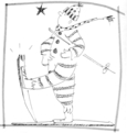 Personnage en ski.