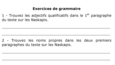 Exercice de grammaire (1 de 2).