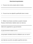 Exercices de grammaire (1 de 2).