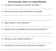 Exercices de compréhension (1 de 2).