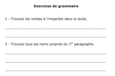 Exercices de grammaire (1 de 2).