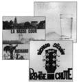 Pochettes de trois albums de Richard A. Séguin : Première Chute; Rumeurs dans la basse-cour; Eau de source.