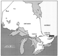 Carte géographique : Rockland se situe près de Ottawa en Ontario.