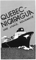 Une affiche représentant un paquebot et les mots "Québec-Nicaragua, une vraie solidarité".