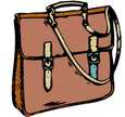 Un sac d'écolier de cuir brun à bandoulière
