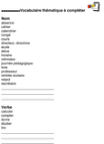 Exerice vocabulaire tématique à compléter
