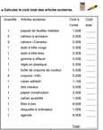 Exercice calculez le coût total des articles scolaires