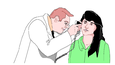 Un médecin exeminant l'oreille d'une patiente