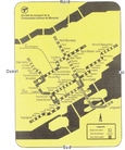 Plan du réseau du métro de Montréal avec les directions nord, sud, est, ouest.