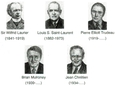 Portraits de : Wilfrid Laurier, Louis S. Saint-Lauret, Pierre Elliott Trudeau, Brian Mulroney, Jean Chrétien.
