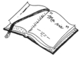 Livre ouvert sur une page indiquant Ma vie.