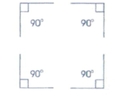 Quatre angles droits (90º) formant un carré