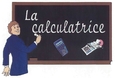 Un homme qui écrit sur un tableau noir : «La calculatrice (2 calculatrices)»