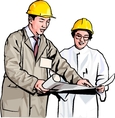 Une femme et un homme au travail qui regardent un plan.